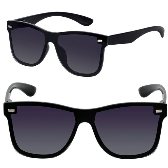 2 Pair of "The Omni" Lightweight Polarized Sunglasses for Men and Women, Gradient Lenses and Spring Hinges - Jet