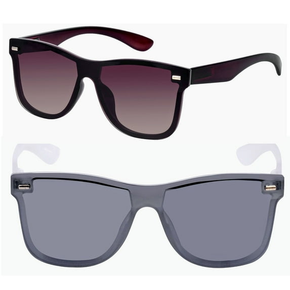 2 Pair of "The Omni" Lightweight Polarized Sunglasses for Men and Women, Gradient Lenses and Spring Hinges - Tortoise/Crystal Slate