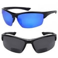 thumbnail image 1 of 2 Pair of "The Skillful" Lightweight Sport Wrap Polarized Bifocal Sunglasses - Black/Open Road Blue - 2.50, 1 of 6