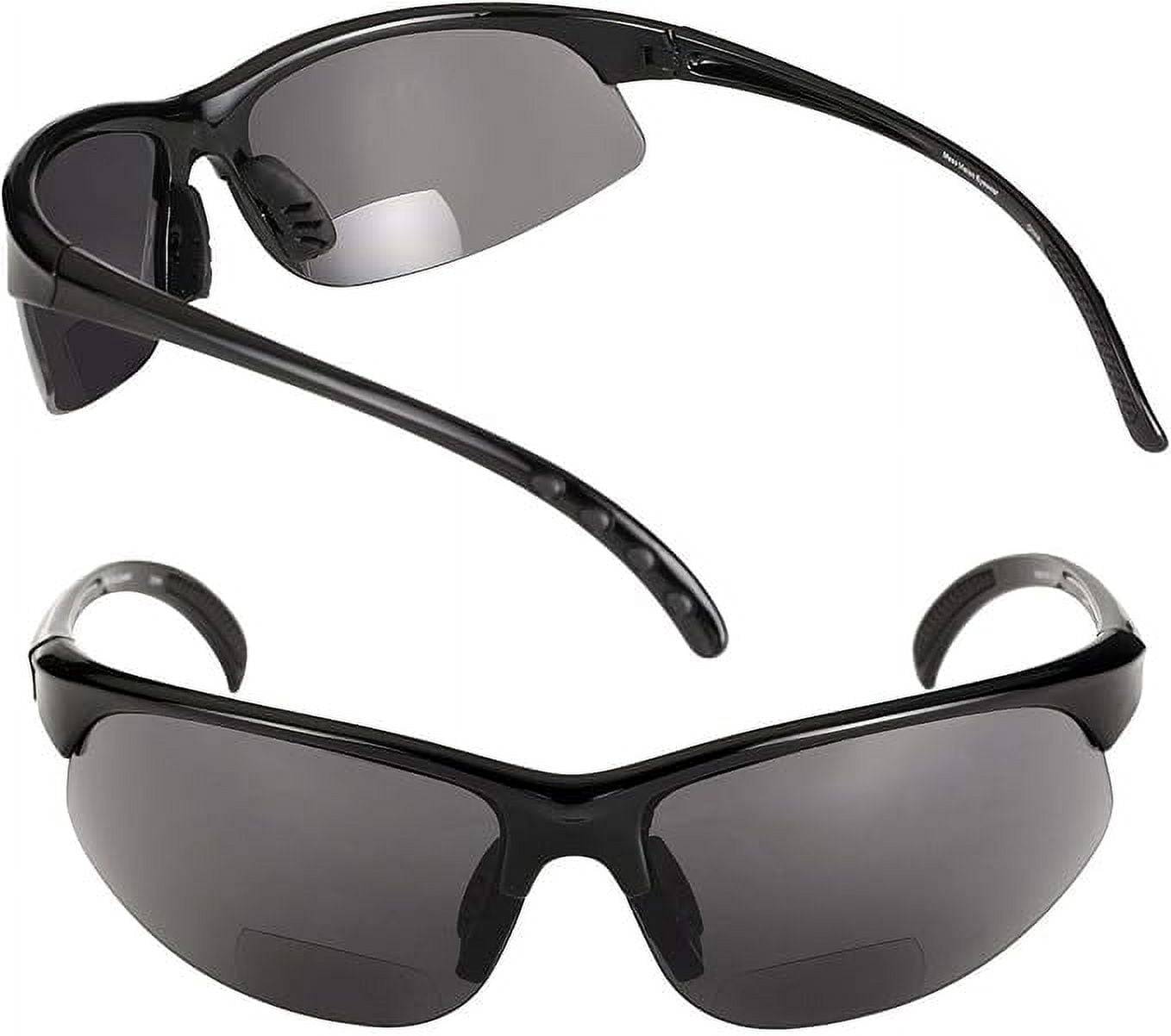 2 Pair of Unisex Bifocal Sport Wrap Sunglasses - Outdoor Reading Sunglasses - Polarized Black - 2.50
