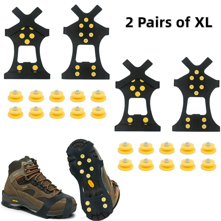 2 PAIRS Ice Traction Cleats - Anti-skid Snow Grips Spikes Foot shoes boots  walk
