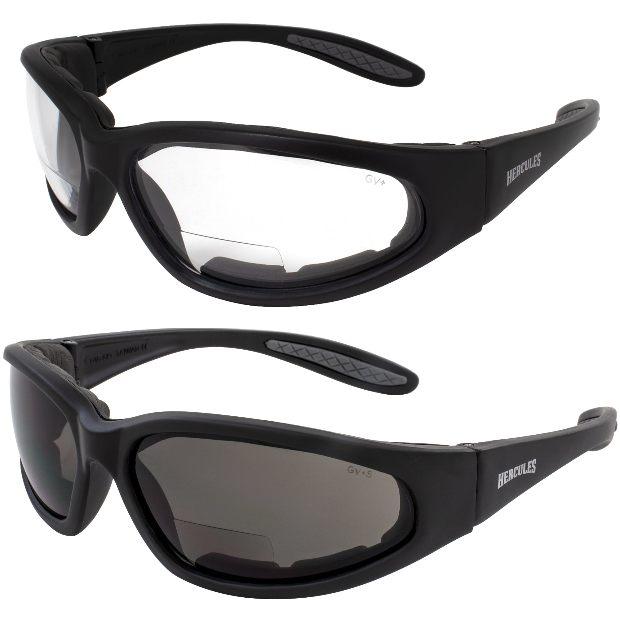 2 Pairs 1.5 Bifocal Global Vision Eyewear Hercules Anti fog Safety Glasses with EVA Foam 1 Clear 1 Smoke
