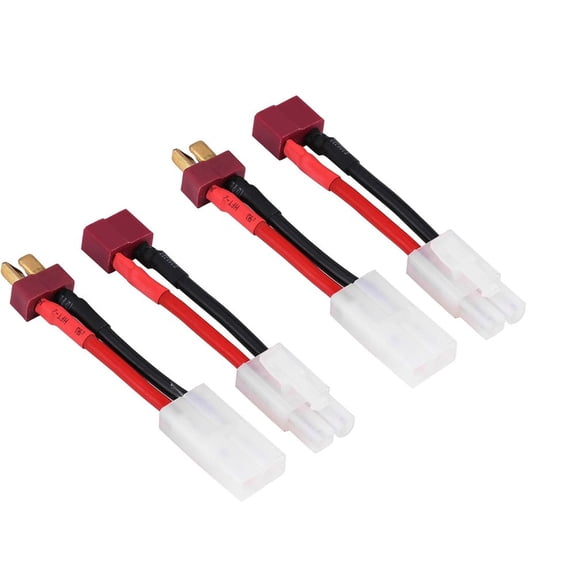 2 Pairs 14AWG Silicone RC Charging Cable With T Connector Male To Female Link Adapter For RC Cars Planes Drones Boats Hobby Models Red