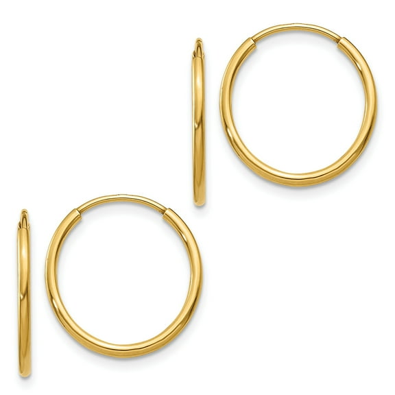 2 Pairs - 14K Yellow Gold Filled (Medium Size 1.25x16mm) Endless Hoop Earrings With Anti-Tarnish (4Pcs/2Pairs)