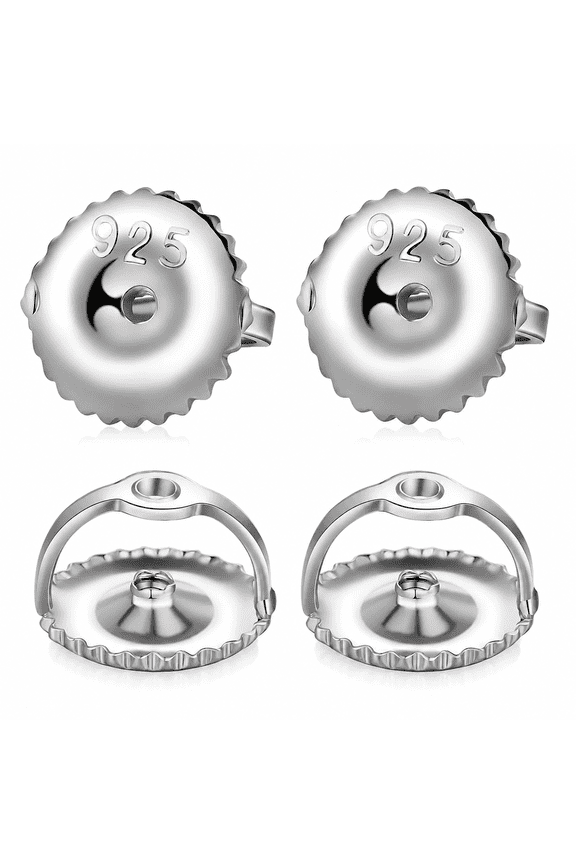 2 Pairs 14k Gold Plated 925 Silver Hypoallergenic Screw Earring Backs