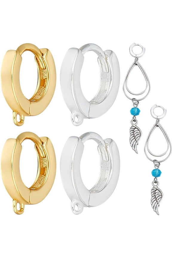 2 Pairs 2 Colors 925 Sterling Silver Leverback Earwires Golden Silver Leverback Earring Hooks with Open Loops French Earring Hooks for Jewelry Making Craft 0.8mm Pin