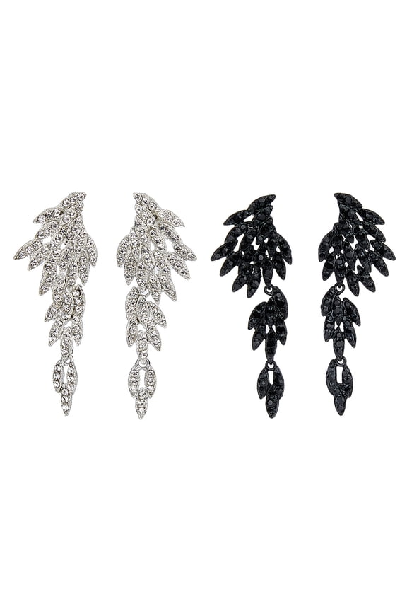 2 Pairs 2 Colors Angel Wings Stud Earrings Rhinestone Retro Statement Earrings Cluster Earrings Wedding Earrings Chandelier Long Drop