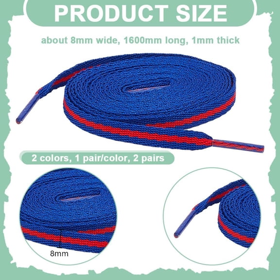 2 Pairs 2 Colors Flat Shoelaces 0.31 Inch Wide Polyester Cord Shoelace Flat Elastic Shoe Replacement Laces Stretch Shoelaces for Sneakers Running Shoes