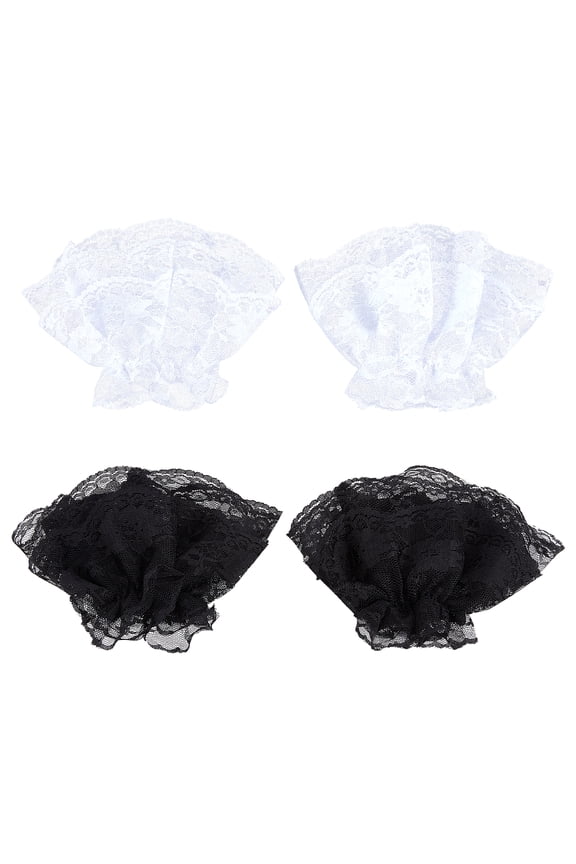 2 Pairs 2 Colors Lolita Lace Cuffs Steampunk Wrist Cuff Lace Women's Novelty Gloves Prom Gloves for DIY