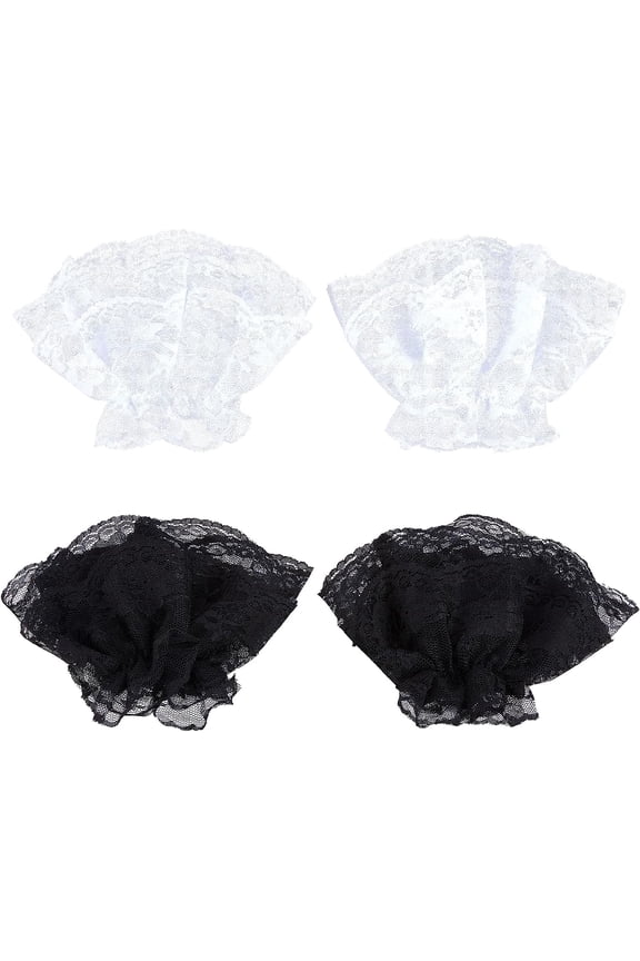 2 Pairs 2 Colors Lolita Lace Cuffs Steampunk Wrist Cuff Lace Women's Novelty Gloves Prom Gloves