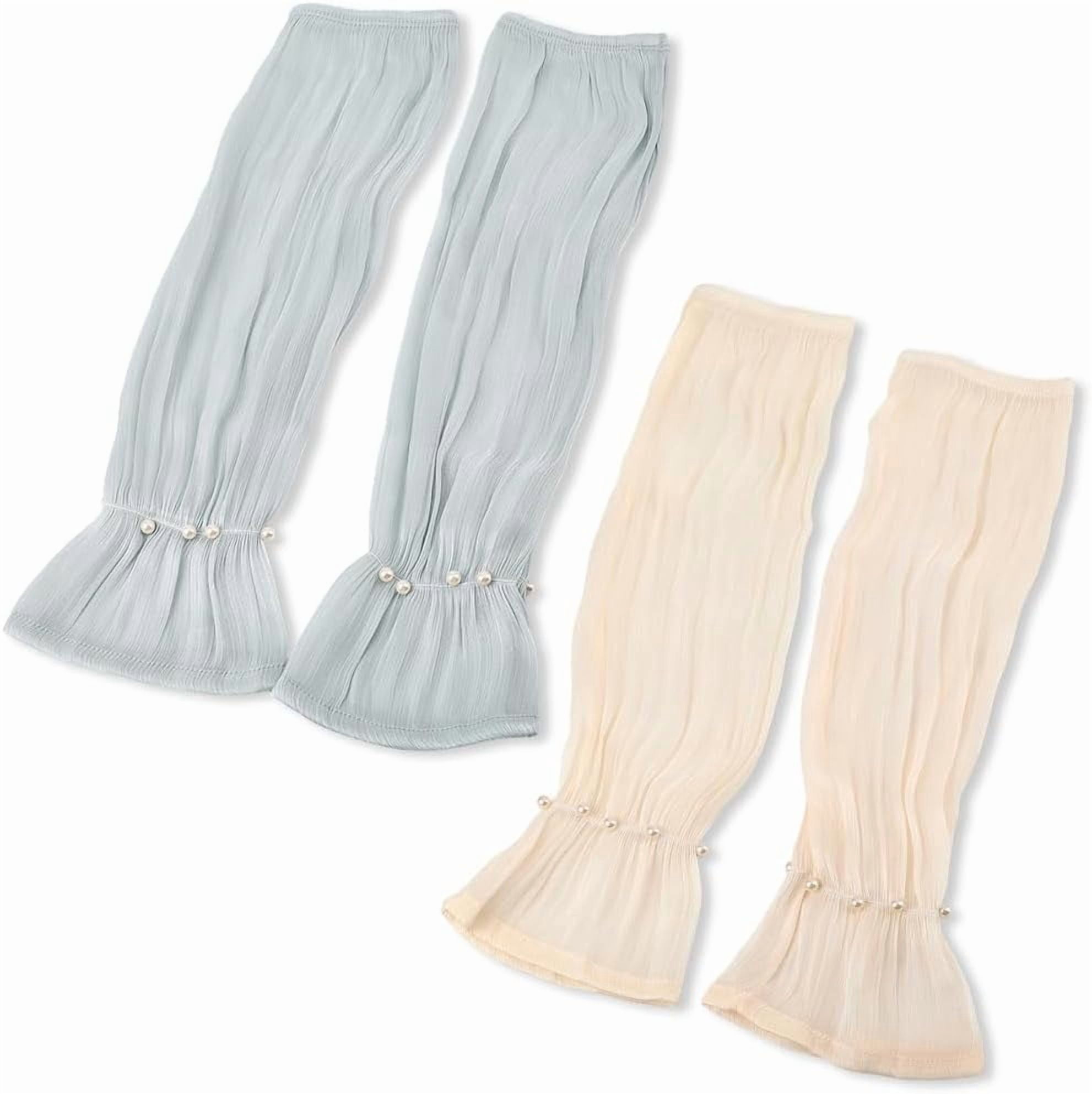 2 Pairs 2 Colors Pastel Lace Ruffle Arm Sleeves Ruched Ruffle Hem Arm ...