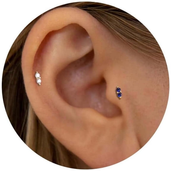 2 Pairs 20G/18G/16G Dainty Stud Earrings, Cubic Zirconia Screw Flat Back Drop Earrings & Tiny Birthstone Dangle Earrings[Z7276]