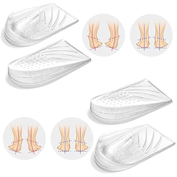 2 Pairs 3-Layer Adjustable Silicone Heel Wedge Inserts for Supination & Pronation Correction, Medial & Lateral Support for Bow Legs, Knee Pain Relief, Foot Alignment - Small