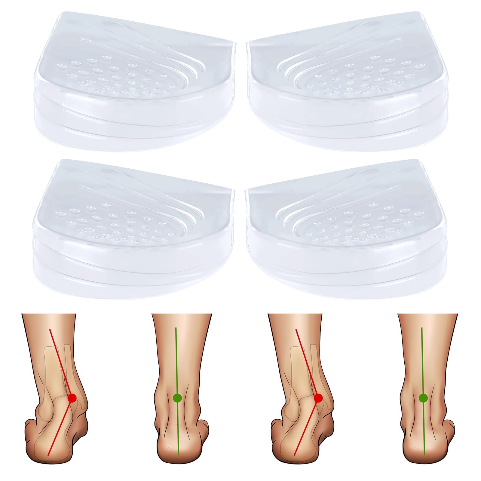 Curated visual reference: Visual Reference: 2 Pairs 3 Layers Adjustable Heel Wedge Corrective Inserts For