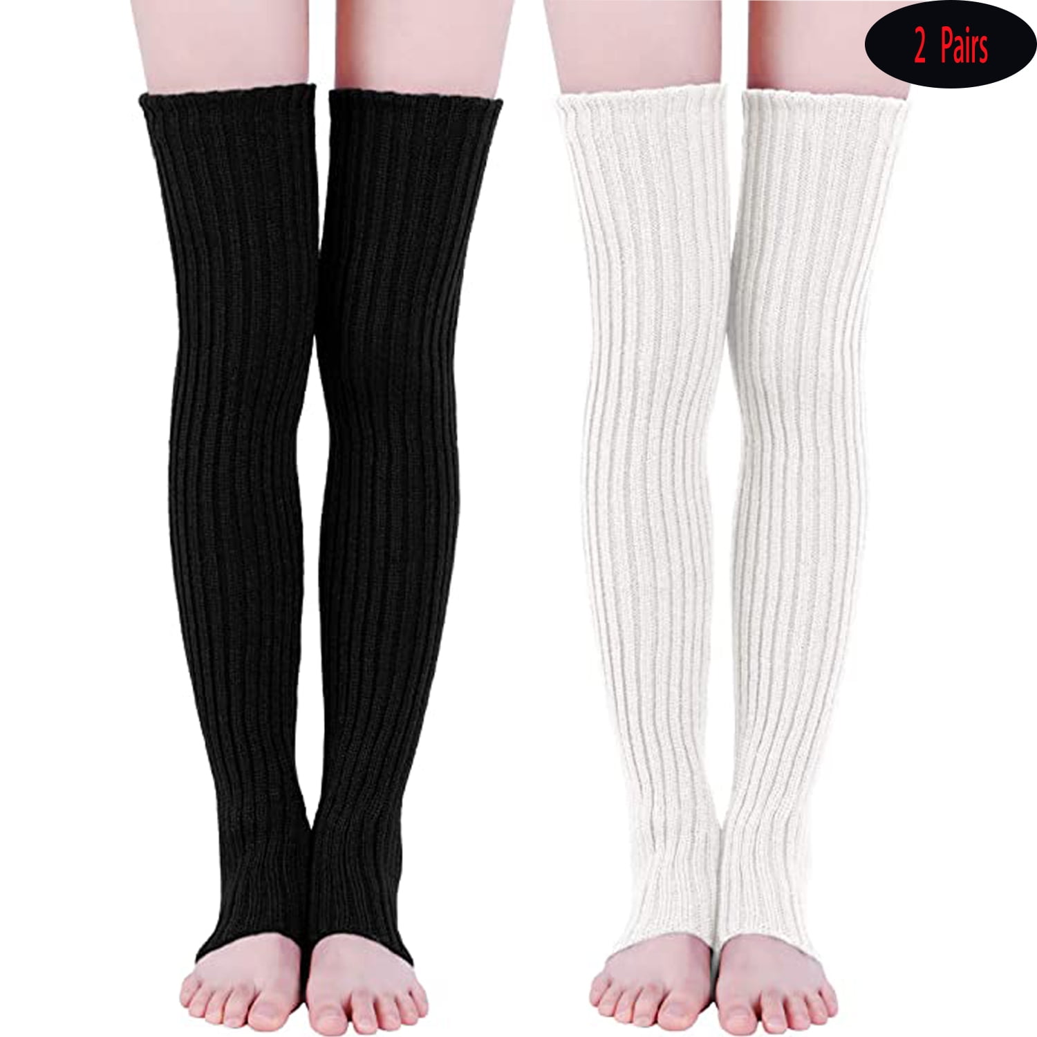 2 Pairs 31.5in Long Knit Leg Warmers over Knee Winter Leg Warmers High ...