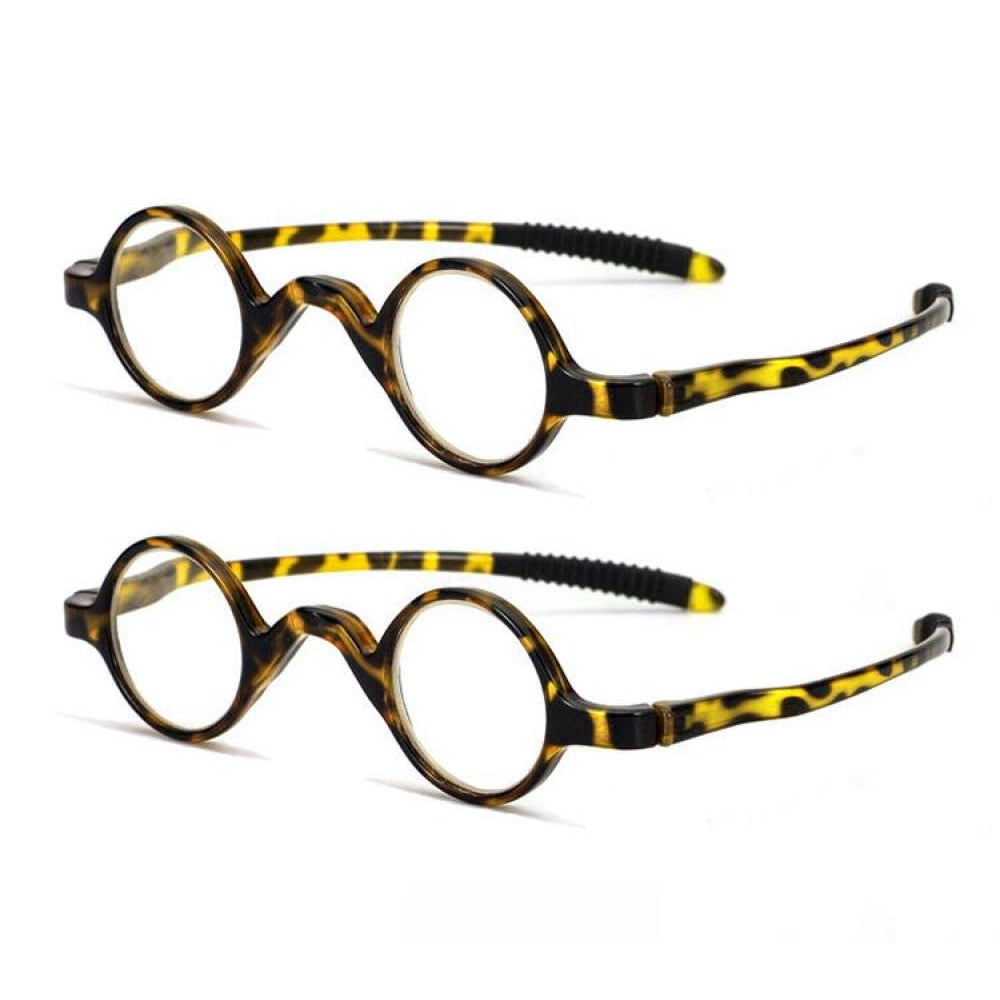 2 Pairs of 32mm Retro Reading Glasses Fashionable Small Round Tortoise Personalized Classic Blue Light Blocking Readers TR90 Flexible Presbyopic Glasses +3.50
