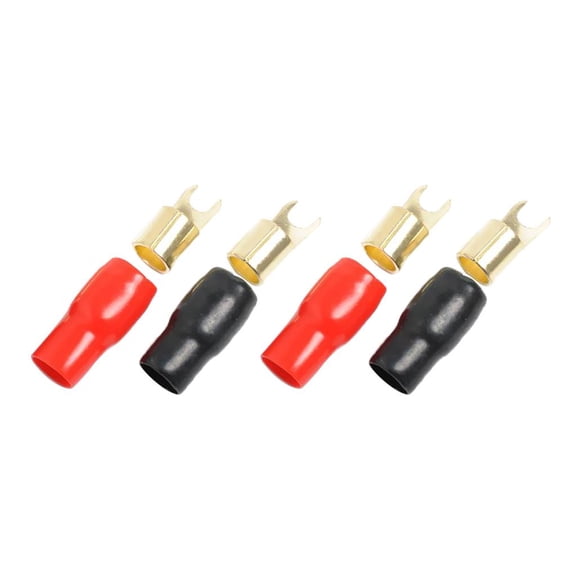2 Pairs 4 AWG Car Audio Fork Terminal Wiring Connector Gold-plated Durable