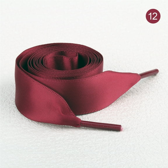 2 Pairs 47" Flat Satin Ribbon Shoelaces Silk Shoestring Wide Shoe Laces for Sneaker Skate Shoes Boots Sport Shoes