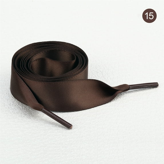 2 Pairs 47" Flat Satin Ribbon Shoelaces Silk Shoestring Wide Shoe Laces for Sneaker Skate Shoes Boots Sport Shoes