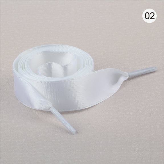 2 Pairs 47" Flat Satin Ribbon Shoelaces Silk Shoestring Wide Shoe Laces for Sneaker Skate Shoes Boots Sport Shoes