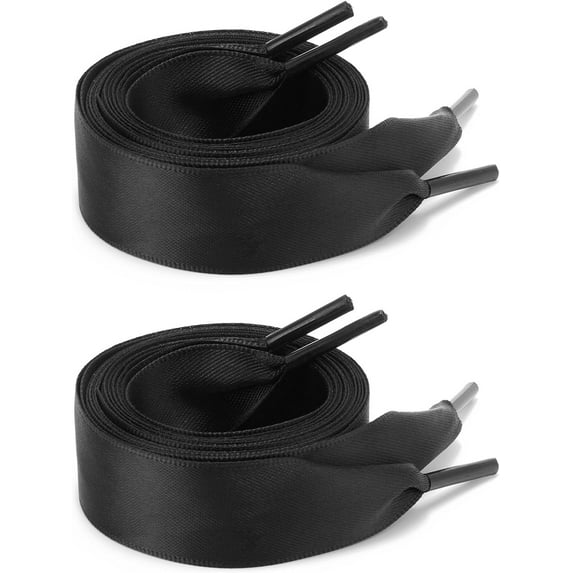 2 Pairs 47" Satin Ribbon Shoelaces 0.78" Wide Colourful Flat Silk Shoe Laces for Sneakers Boots Women