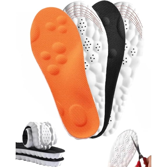 2 Pairs 4D Cloud Insoles for Women and Men, Super Soft Massage Memory Foam Insoles,Arch Support Foot, Pain Relief Plantar Fasciitis Insoles