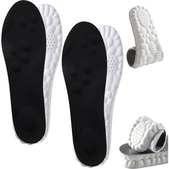 2 Pairs 4D Memory Foam Cloud Insoles, 2026 Upgrade Trim to Fit Steppers Insoles for Men Women with Arch Surpport & Cushioned Comfort Fits All Shoe Types