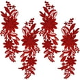 thumbnail image 1 of 2 Pairs 4Pcs Red Embroidery 3D Flower Applique Vintage Embroidered Lace Appliques Sew On Soild Floral Polyester Patches for Sewing Making Dresses Clothes Wedding Decoration DIY Bags Craft 2pairs Red, 1 of 9