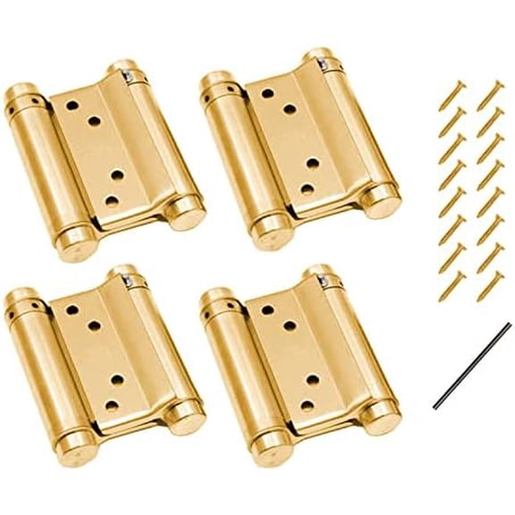2 Pairs (4Pcs) of 3" Stainless Steel Cafe Saloon Door Swing Self Closing Double Action Spring Hinge Brass w/Screws$$Tools & Hardware Other
