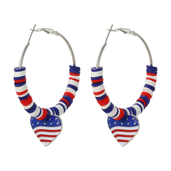 2 Pairs 4th of July Earrings for Women - Patriotic American Flag Dangle Earrings, Lightweight Stars & Stripes Red White Blue USA Jewelry for Independence Day & Daily Wear