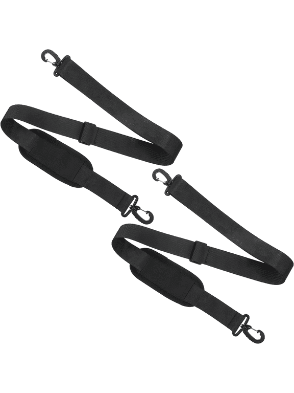 2 Pairs 56" Black Padded Shoulder Straps with Hooks for Laptop Bags & Luggage
