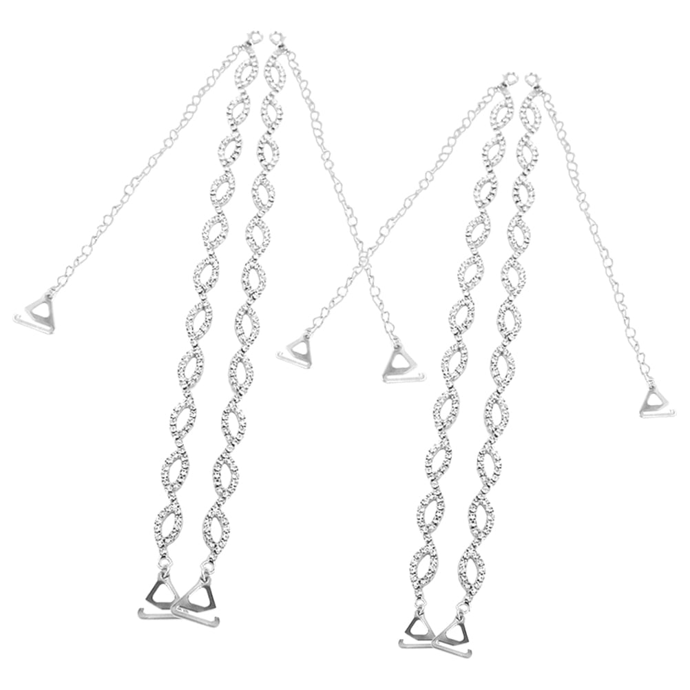 Metallic Strap Set 2 Pairs 8-Word Rhinestone Shoulder Strap Bra Metal Straps Metallic ...