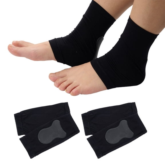 2 Pairs Achilles Tendon Heel Protector Compression Padded Sleeve Socks Premium Gel Heel Socks Ankle Support Sock for Women Men(Black)