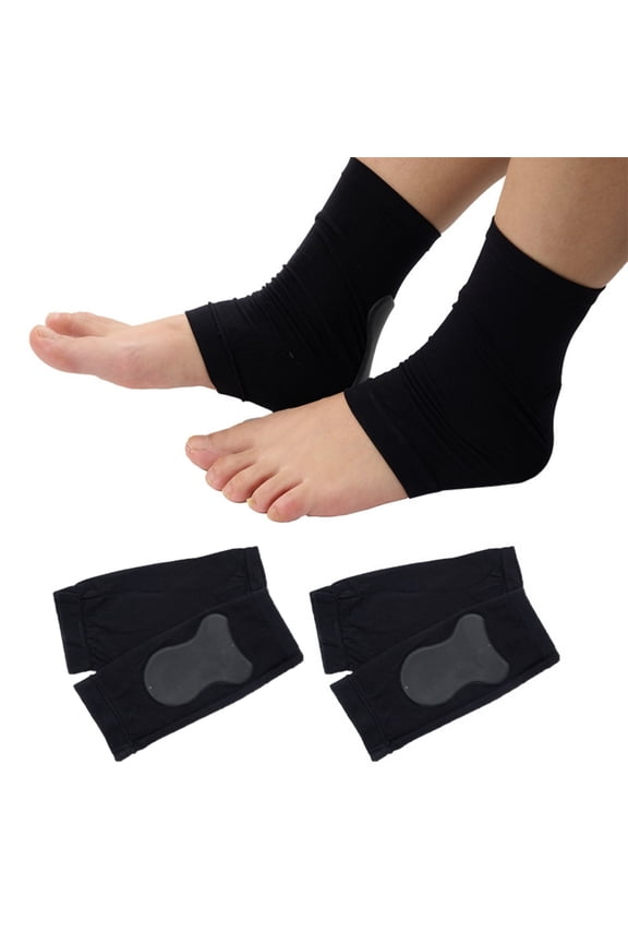 2 Pairs Achilles Tendon Heel Protector Compression Padded Sleeve Socks Premium Gel Heel Socks Ankle Support Sock for Women Men(Black)