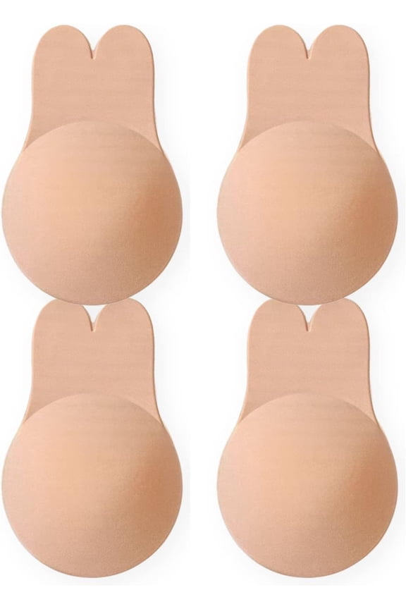 2 Pairs Adhesive Bra Sticky Push Up Large Boobs for Women Invisible Silicone Bras Backless Strapless Dress Stick on Reusable(L)