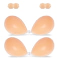 thumbnail image 1 of 2 Pairs Adhesive Sticky Bra Push Up, Silicone Strapless Bras for Women with Reusable Nipple Covers for Backless Dresses, C, 1 of 7