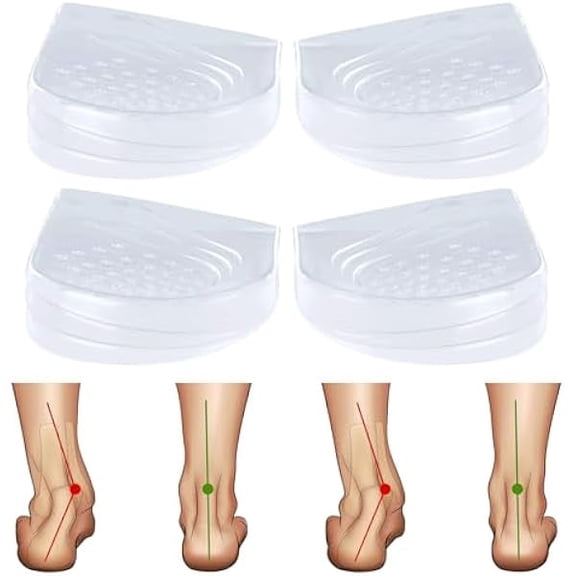 2 Pairs Adjustable Heel Inserts - 3 Layers Silicone Heel Insoles for Supination Overpronation, Anti-Slip Foot Alignment for Men Women, Correct Bow Legs