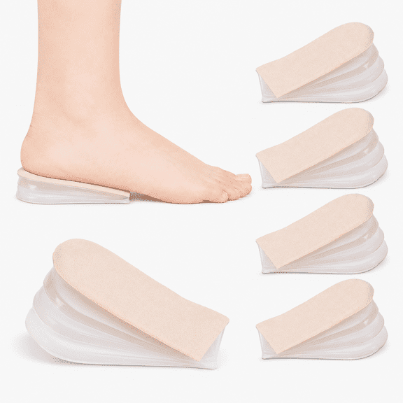 2 Pairs Adjustable Heel Lift Inserts, 4Layer Shoe Height Increase Insoles for Men and Women, Soft Gel Heel Pads with Fabric Top, Stackable Shoe Lifts for Sneakers, Boots, Dress Shoes and Casual Shoes