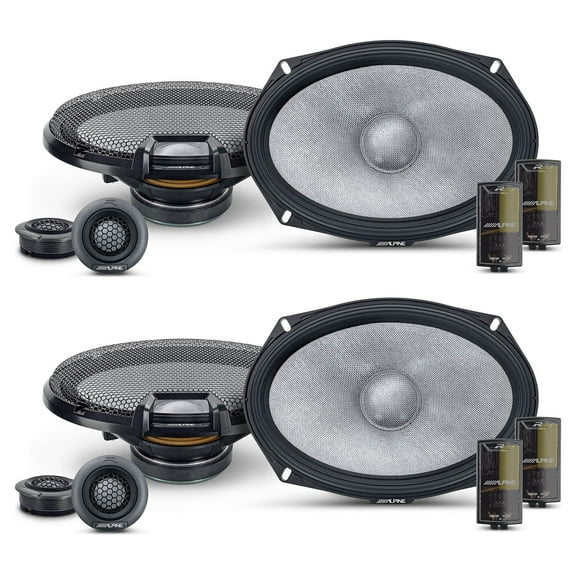 (2) Pairs Alpine R2-S69C 6x9" 2-Way Component Car Audio Speakers High-Resolution
