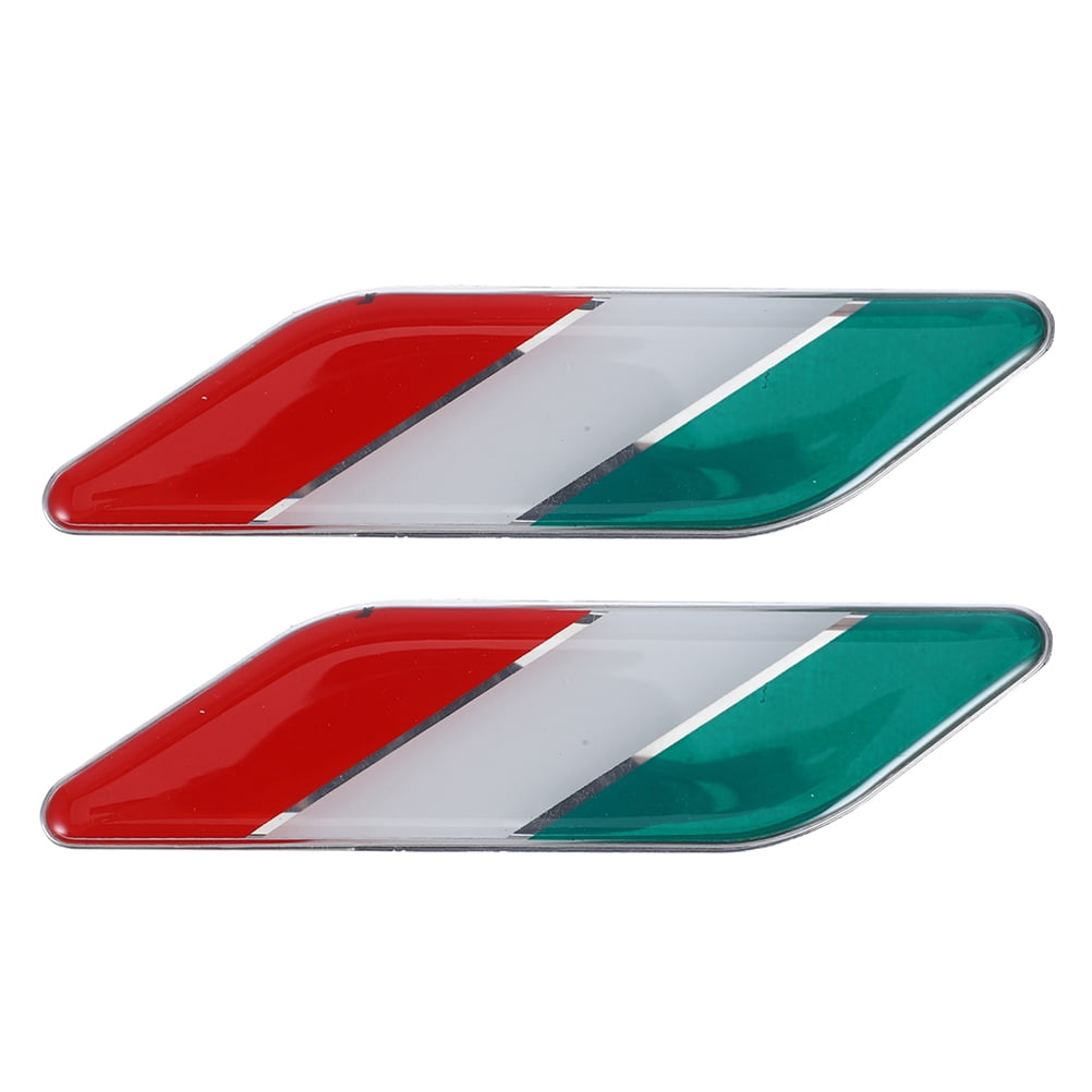 2-Piece 3D Metal Italian Flag Fender Emblem Badge – Car Rear & Side Decal Set