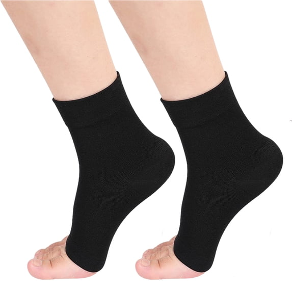 2 Pairs Ankle Brace Compression Sleeves - 8-15 mmhg Open Toe Compression Socks with Arch Support for Women & Men , Relief for Swelling, Plantar Fasciitis, and Sprains – Step into Comfort and Stability