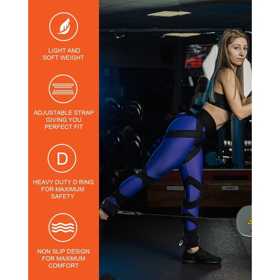 2 Pairs Ankle Strap for Cable Machine, Comfortable Padded Ankle Wrist Cuffs for Kickbacks, Gym, Glutes Workout & Lower Exercises, Adjustable & Breathable Ankle Straps for Women & Men