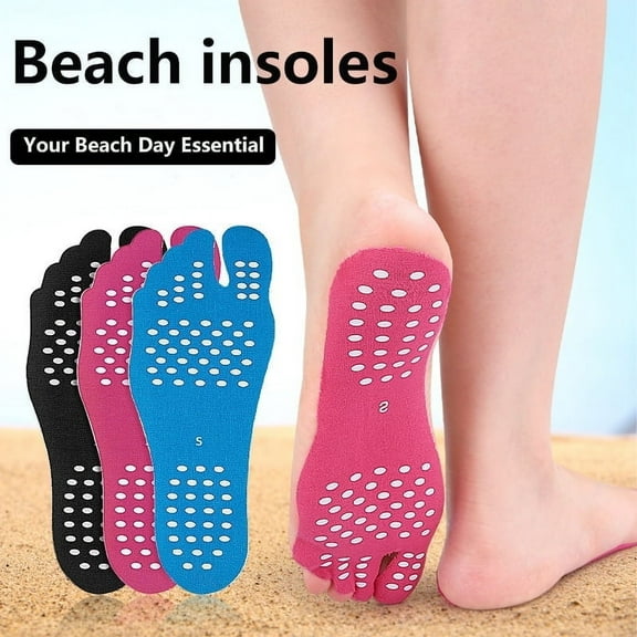 3 Pairs Anti Slip Adhesive Insoles Non-slip Barefoot Stick Beach Shoes Footpads Sticker Silica Gel Invisible Shoe Pad Swim Pool