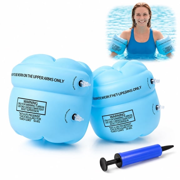 2 Pairs Arm Floaties, Adult Inflatable Swim Bands Portable Water Safety Floaties for Swimming Pool Beach Training and Outdoor Activities