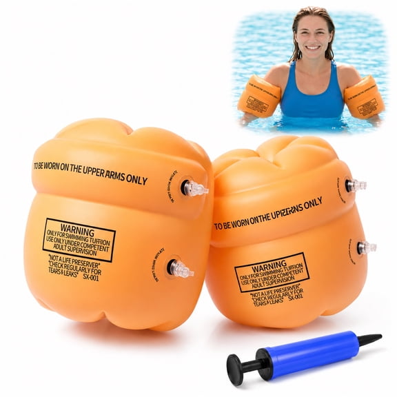 2 Pairs Arm Floaties, Adult Inflatable Swim Bands Portable Water Safety Floaties for Swimming Pool Beach Training and Outdoor Activities