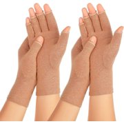 2 Pairs Arthritis Compression Gloves for Women Men, Carpal Tunnel Pain Relief, Fingerless for Typing and Daily Work