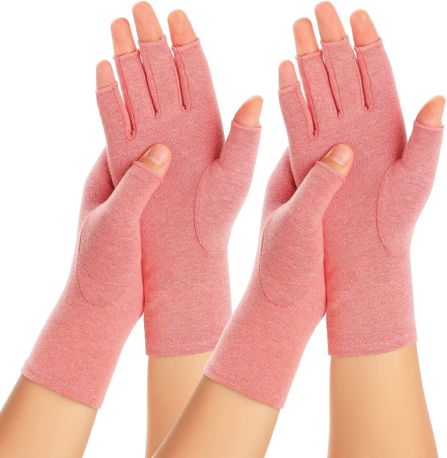 2 Pairs Arthritis Compression Gloves for Women Men, Carpal Tunnel Pain Relief, Fingerless for