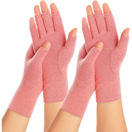 2 Pairs Arthritis Compression Gloves for Women Men, Carpal Tunnel Pain Relief, Fingerless for Typing and Daily Work