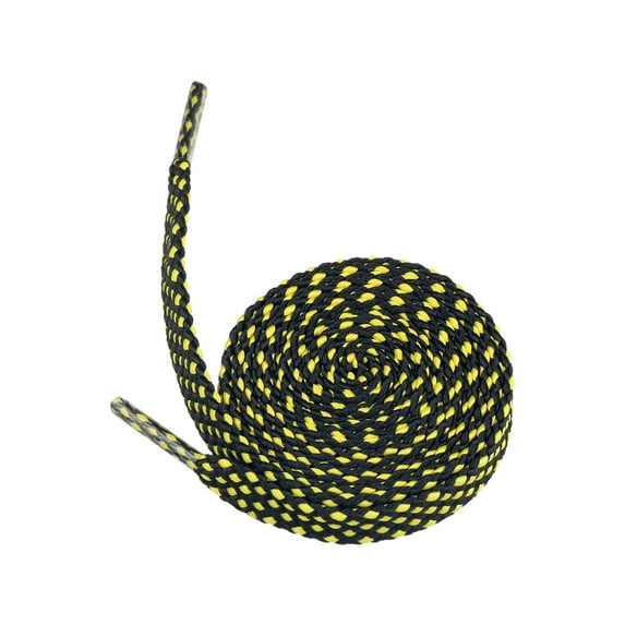 INSPIRE CHIC 2 Pairs Athletic Polka Dots Flat Shoelaces Double Layer Shoe Strings for Sneakers Sports Shoes Black Yellow 140cm/55.12"
