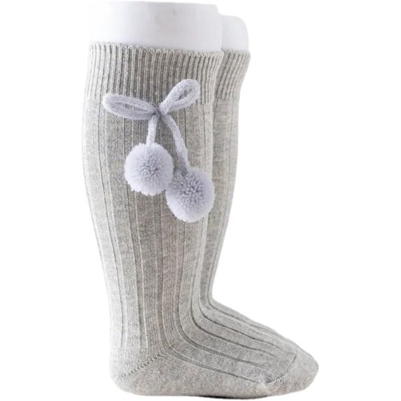 2 Pairs Autumn Winter Baby Stockings with Cute Cherry Ball 0-4Years Toddler Knee High Socks Princess Socks